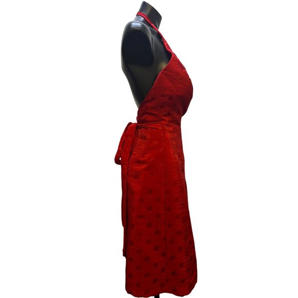 NWT Victoria Pappas Red Polka Dot Halter Dress 8 - Picture 3 of 6